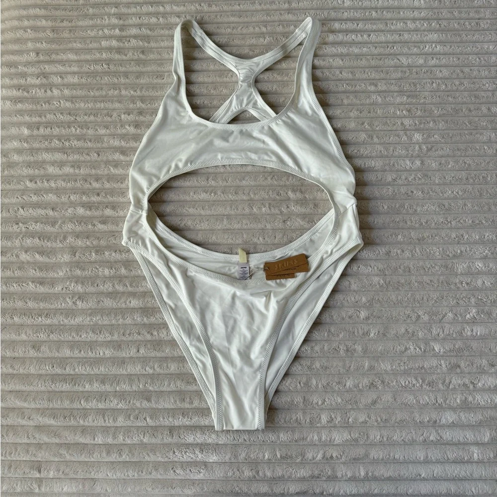 NWT SKIMS off white one piece swimsuit with cutouts Racerback